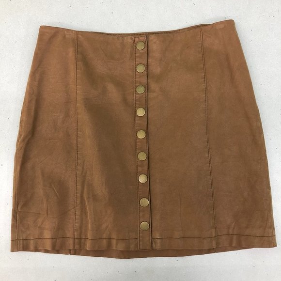 Free People Dresses & Skirts - Free People Brown Button Front Mini Skirt